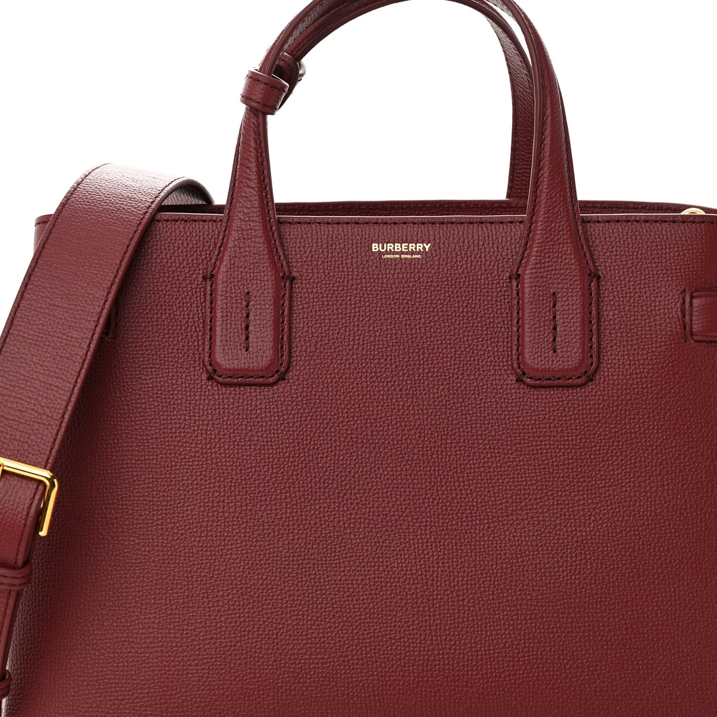 Grainy Calfskin House Check Medium Banner Tote Mahogany Red