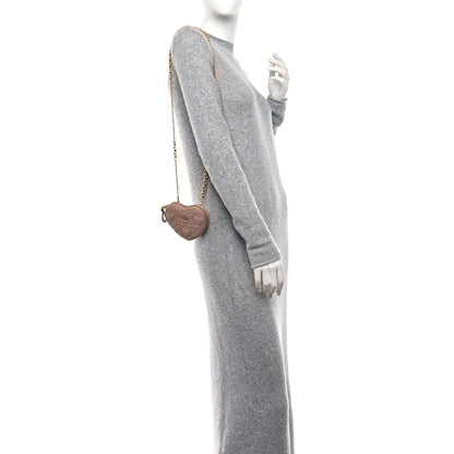 Christian Dior Calfskin Cannage Dioramour Caro Heart Pouch With Chain Latte 2 of 7