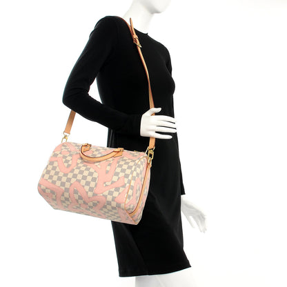 Louis Vuitton Damier Azur Tahitienne Speedy Bandouliere 30 Rose Ballerine 2 of 9