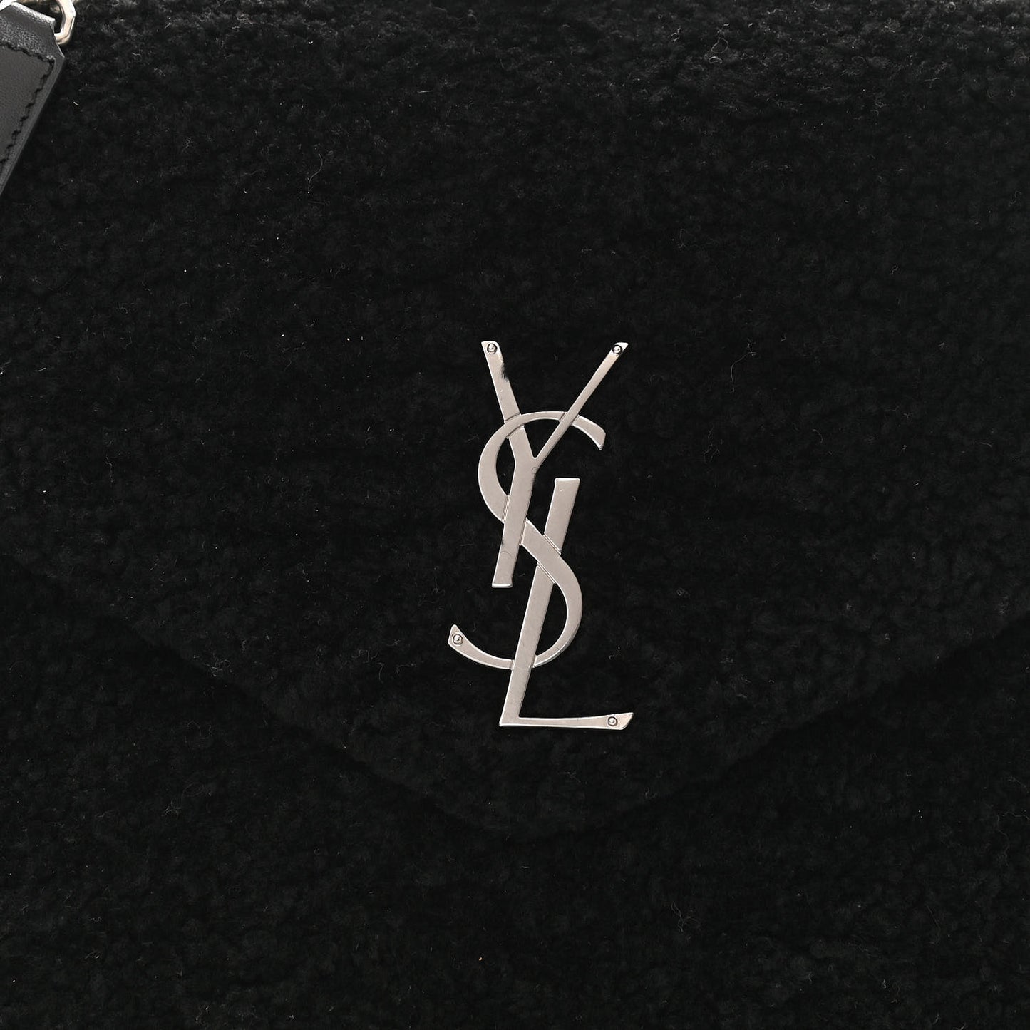 Shearling Monogram Medium Loulou Shoulder Bag Black