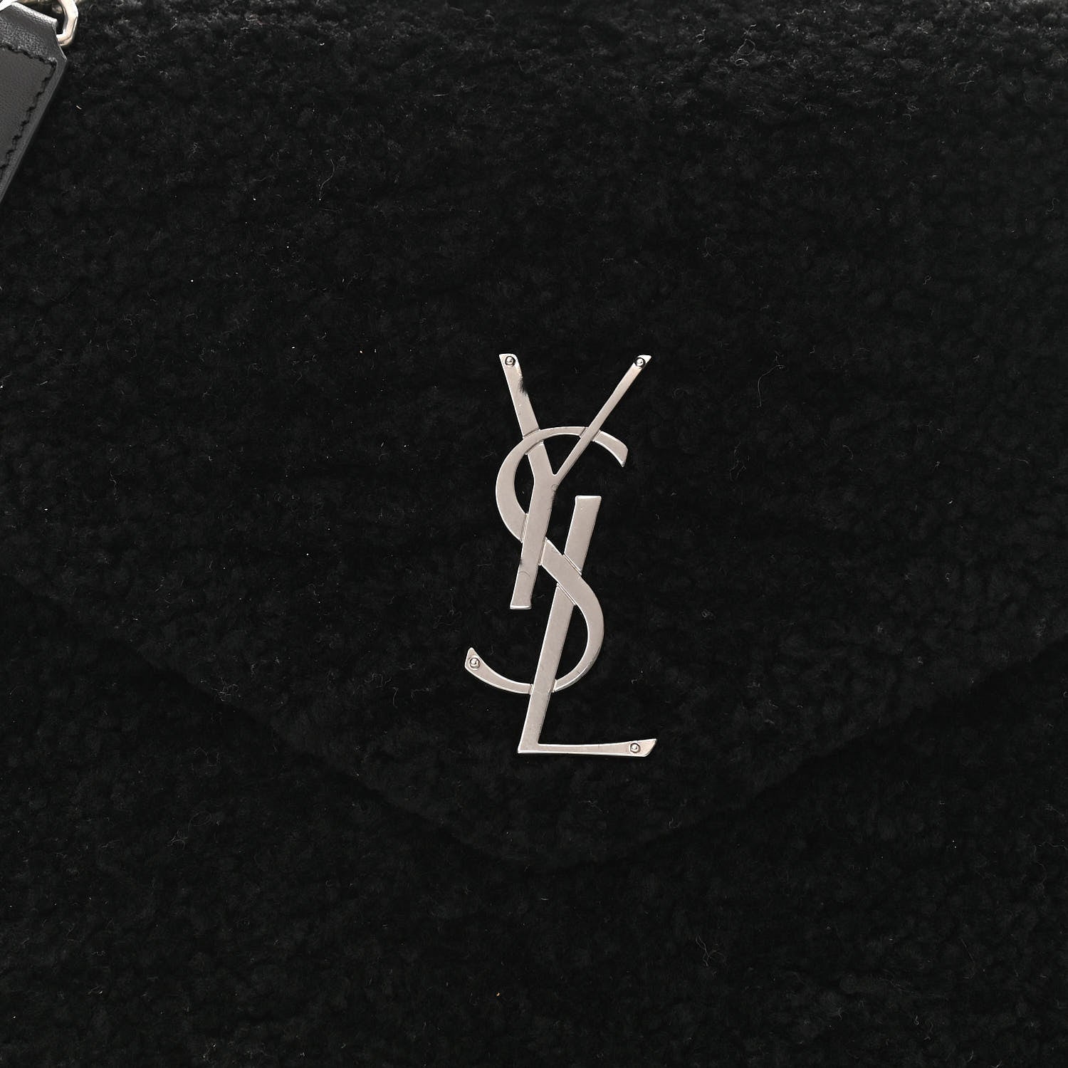 Saint Laurent Shearling Monogram Medium Loulou Shoulder Bag Black 7 of 9