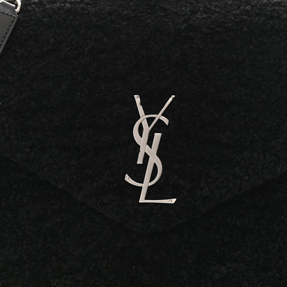 Saint Laurent Shearling Monogram Medium Loulou Shoulder Bag Black 7 of 9