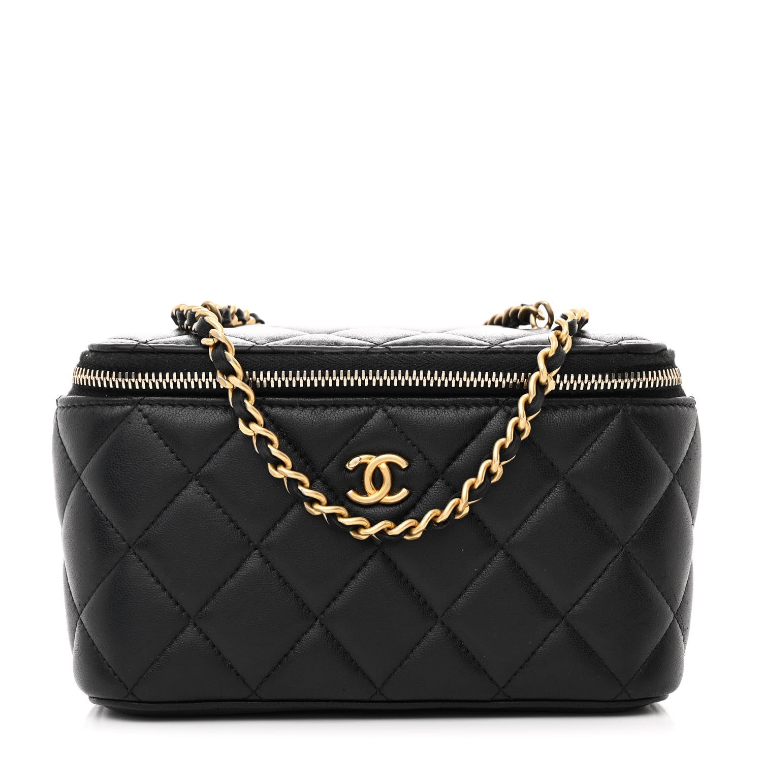 Chanel Lambskin Quilted Small Pearl Crush Vanity Case With Chain Black 1 of 11