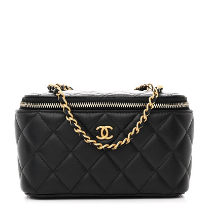 Chanel Lambskin Quilted Small Pearl Crush Vanity Case With Chain Black 1 of 11