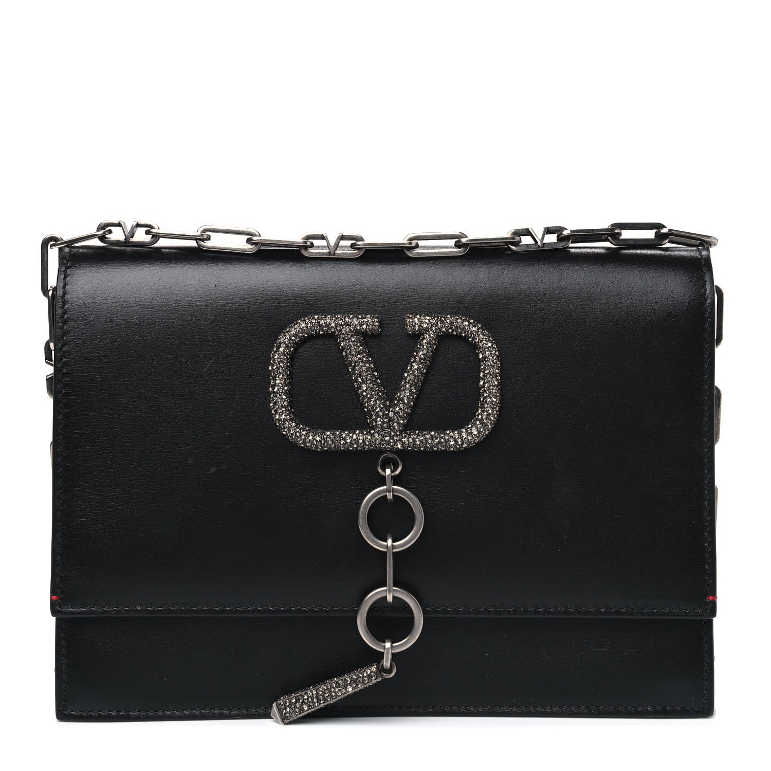 Valentino Garavani Smooth Calfskin Crystal VCase Crossbody Black 1 of 4