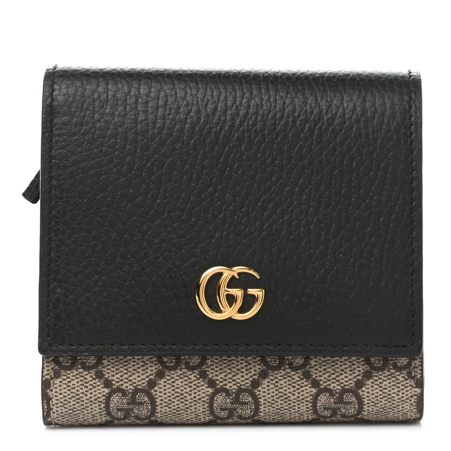 Gucci Dollar Calfskin GG Supreme Monogram Medium GG Marmont Wallet Black Beige Ebony 1 of 6