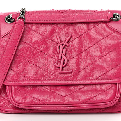 Saint Laurent Crinkled Calfskin Matelasse Monogram Baby Niki Chain Satchel Freesia 8 of 11