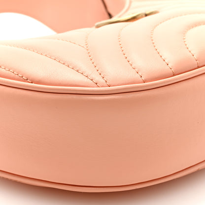 Gucci Calfskin Vertical Ring Matelasse Mini GG Marmont Half Moon Hobo Peachy Chic 7 of 8