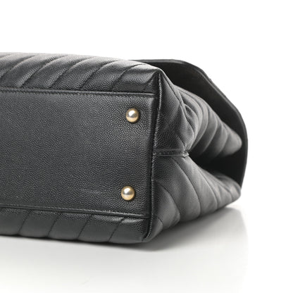 Chanel Caviar Chevron Quilted Medium Coco Handle Flap Black 10 of 15