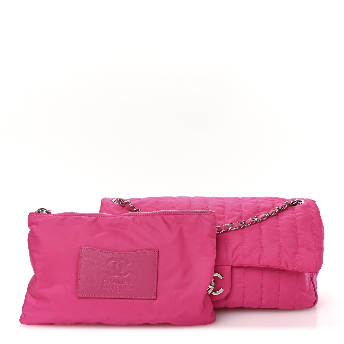 Nylon Vertical Quilted Jumbo Flap Pink