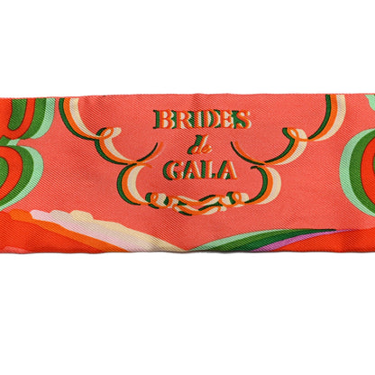 Hermes Silk Brides De Gala Shadow Twilly Orange Vert Corail 5 of 7