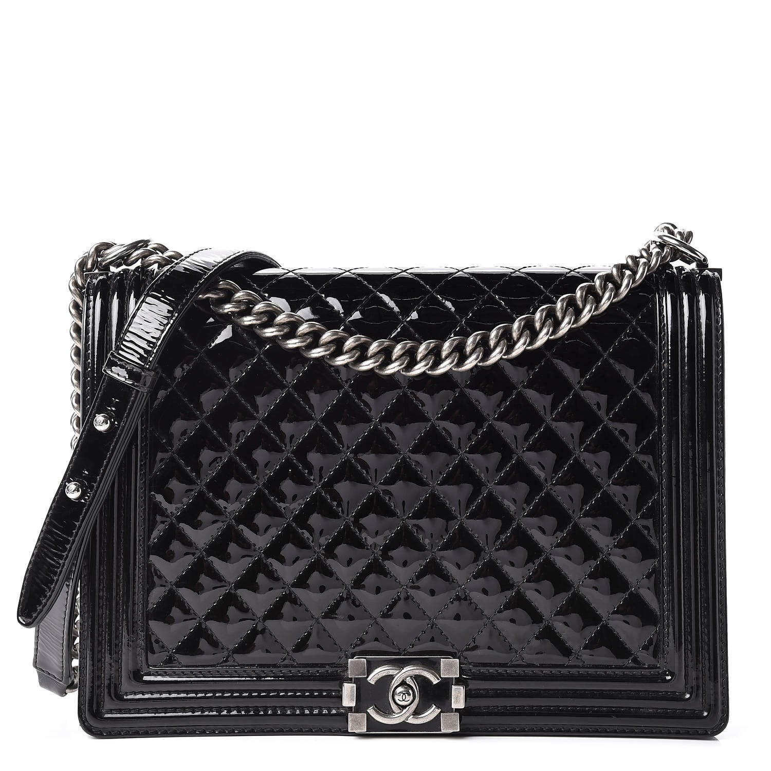 Chanel Patent Quilted Large Boy Flap Black 1 of 11