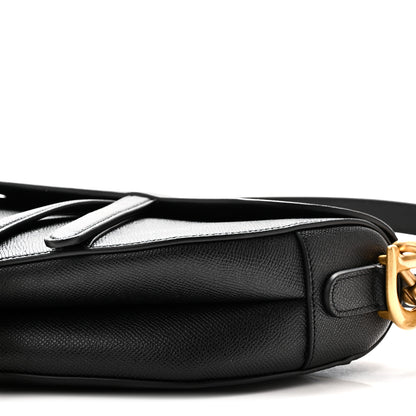 Christian Dior Grained Calfskin Saddle Bag With Strap Black 10 of 11