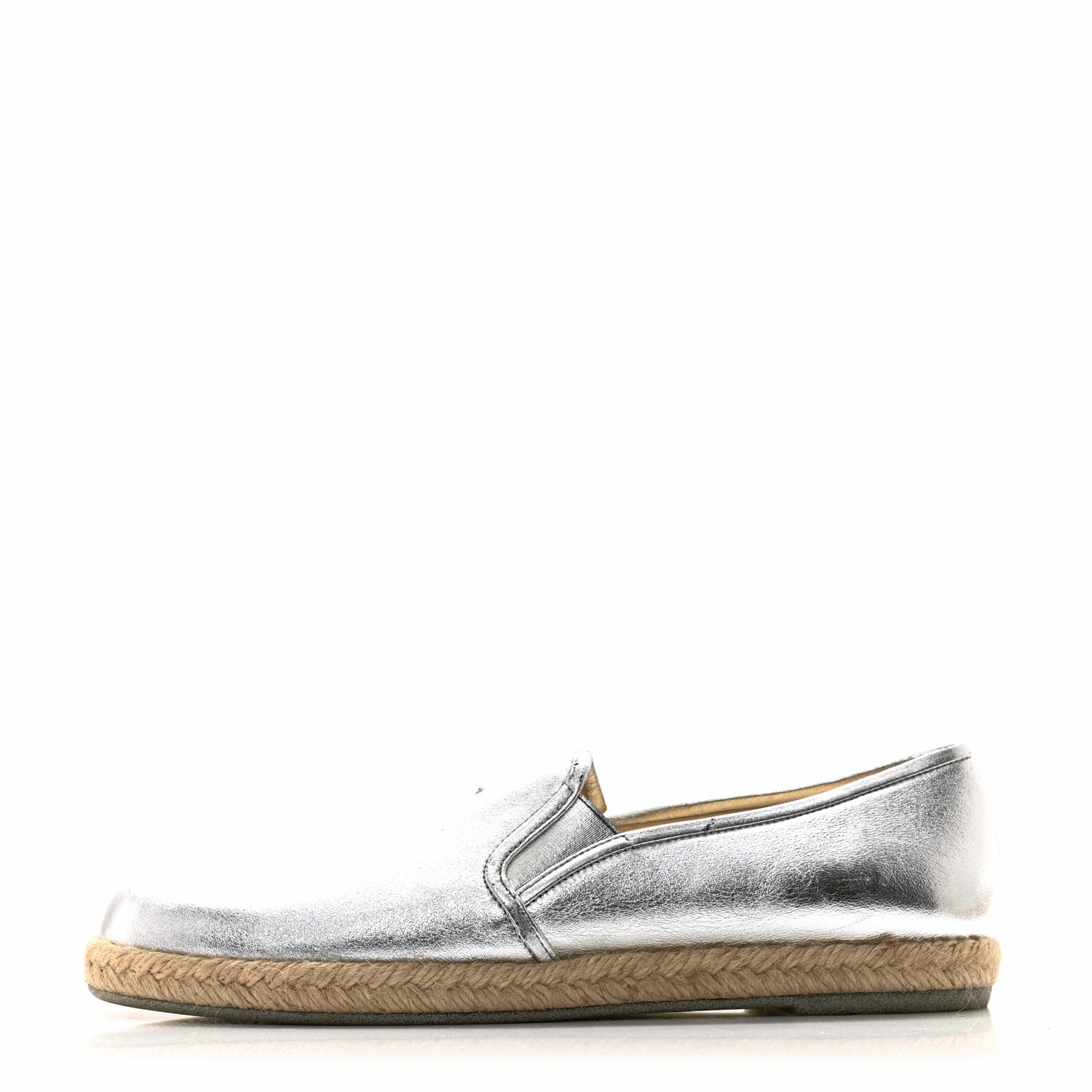 Chanel Crumpled Lambskin CC Mocassin Loafer Espadrilles 39.5 Silver 1 of 13