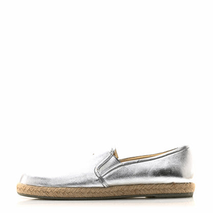 Chanel Crumpled Lambskin CC Mocassin Loafer Espadrilles 39.5 Silver 1 of 13