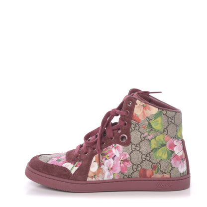 Gucci GG Supreme Monogram Blooms Womens High Top Sneakers 37 Beige Multicolor Dry Rose 1 of 13