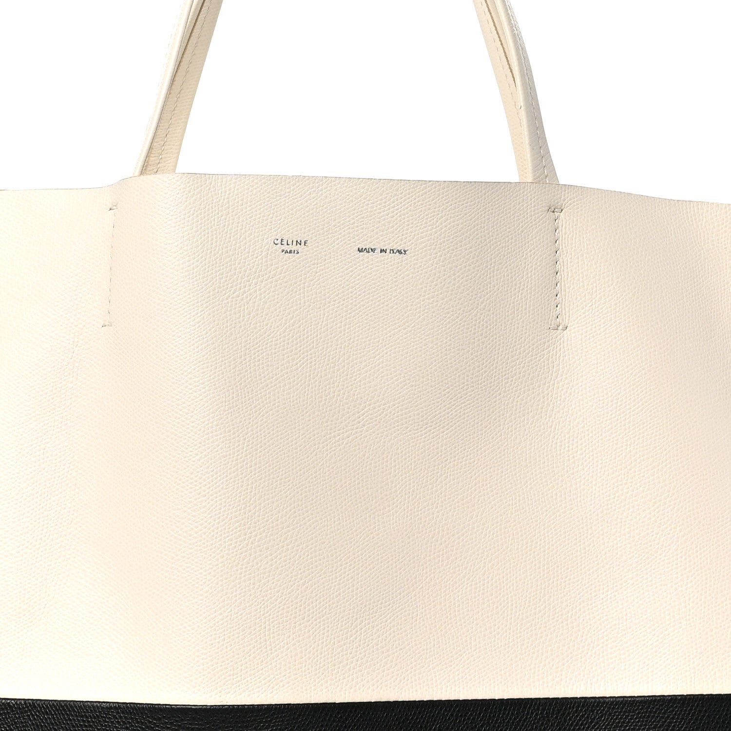 Celine Grained Calfskin Horizontal Bi-Color Cabas White Black 7 of 9