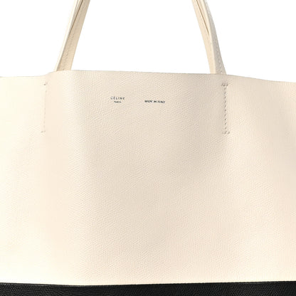Celine Grained Calfskin Horizontal Bi-Color Cabas White Black 7 of 9