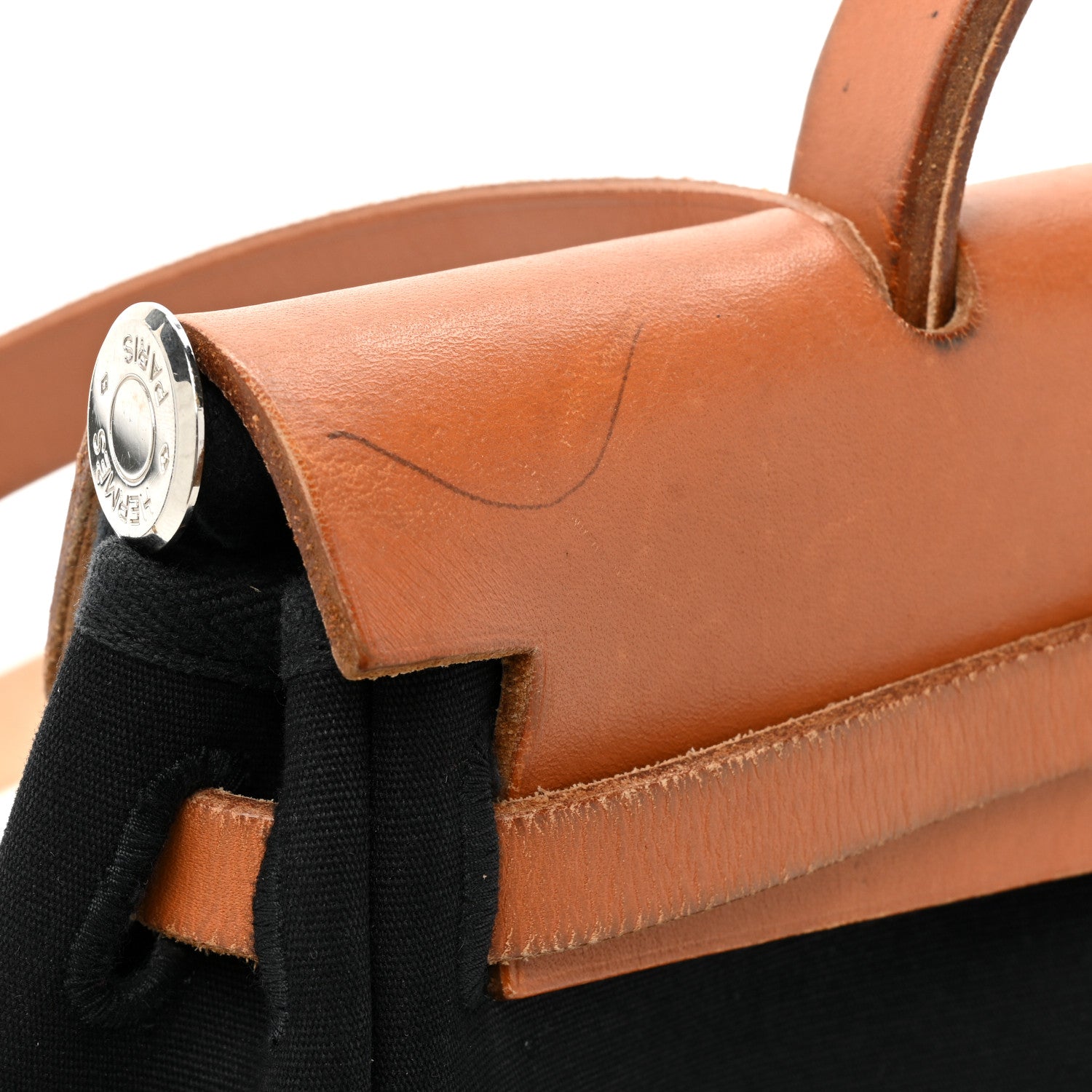 Hermes Toile Vache Calfskin Herbag 30 PM Black Natural 10 of 17