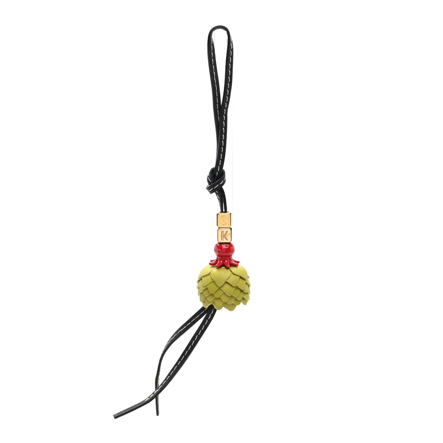 Calfskin Dice Octopus Bag Charm Black Green