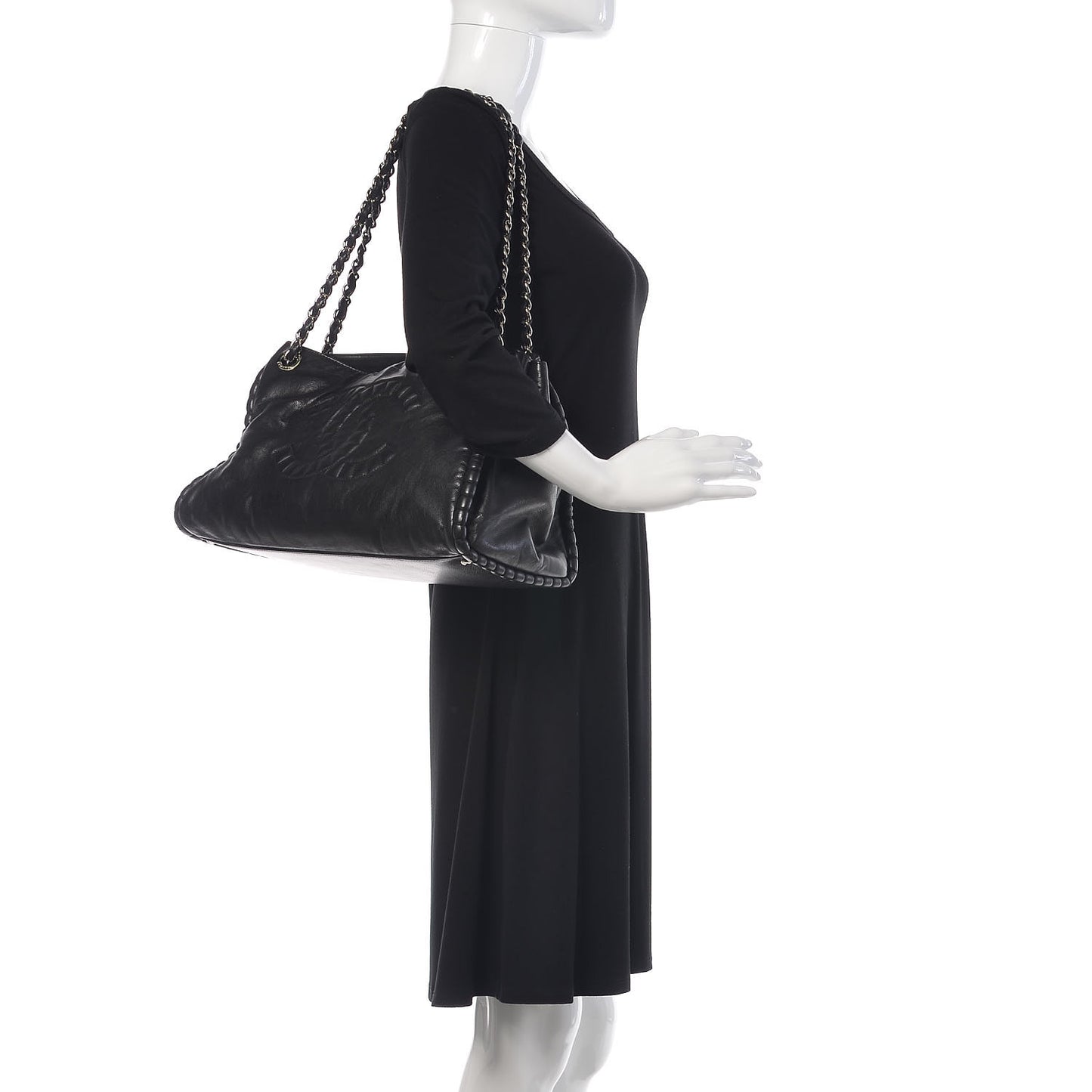 Calfskin Coco Bengal Open Accordion Tote Black