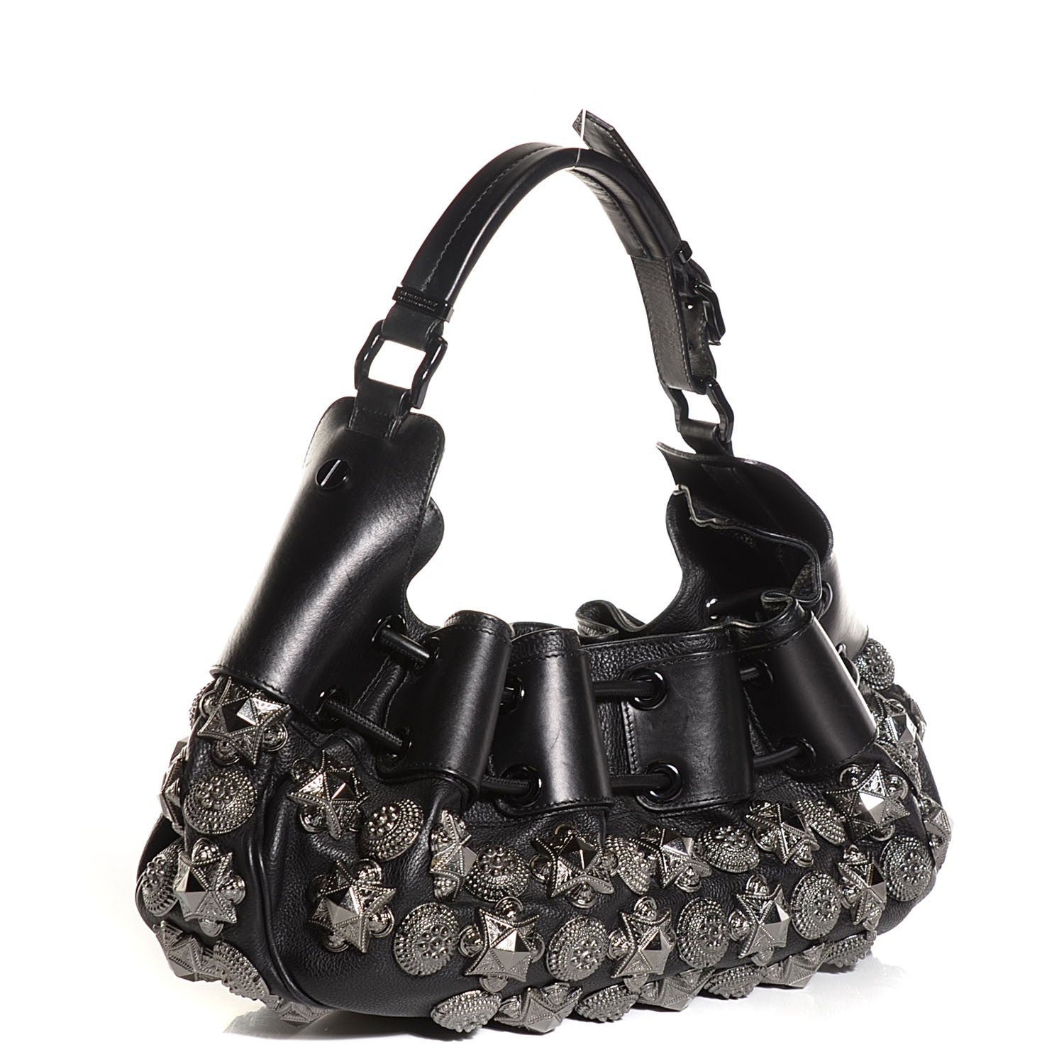 Burberry Calfskin Mason Warrior Studded Hobo Black 3 of 8