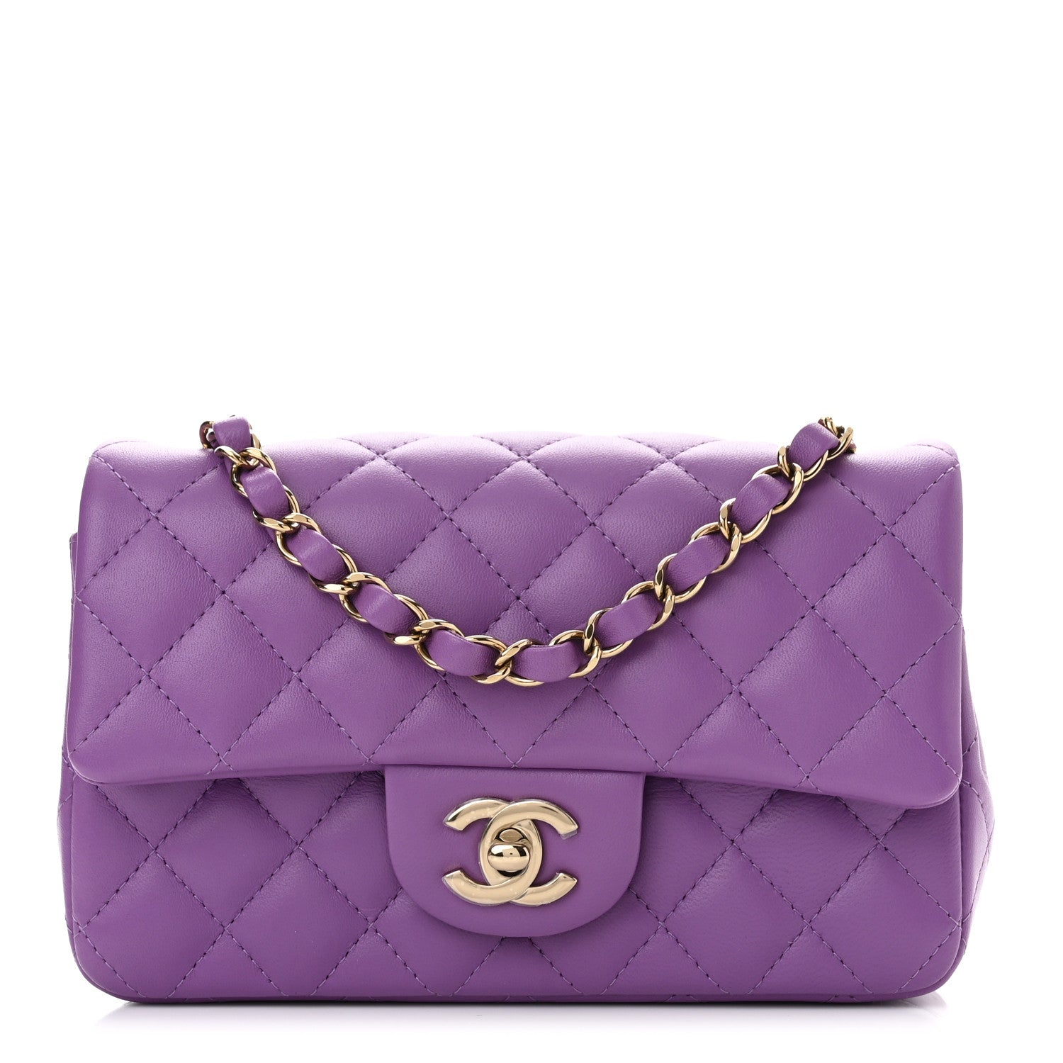 Chanel Lambskin Quilted Mini Rectangular Flap Purple 1 of 10