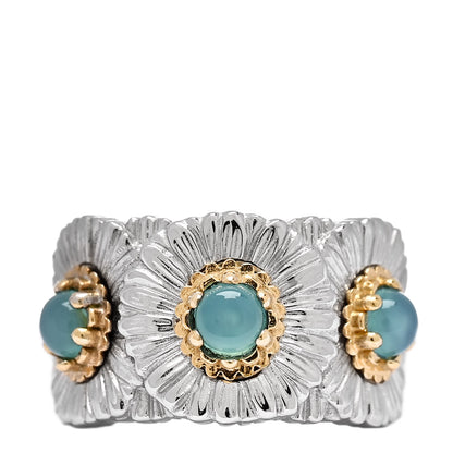Buccellati Sterling Silver Gold Vermeil Blue Agate Blossoms Daisy Color Eternelle Ring 53 6.25 1 of 6