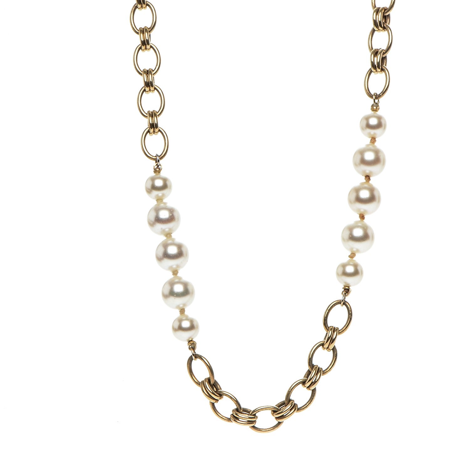 Chanel Pearl Chain Necklace Gold 1 of 4