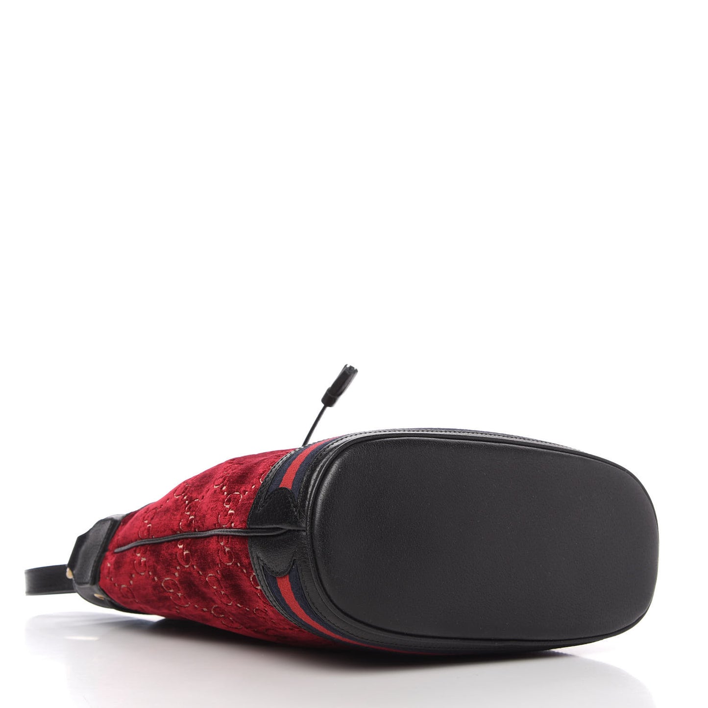 Velvet GG Monogram Textured Calfskin Web Bucket Bag Red Cipria Black