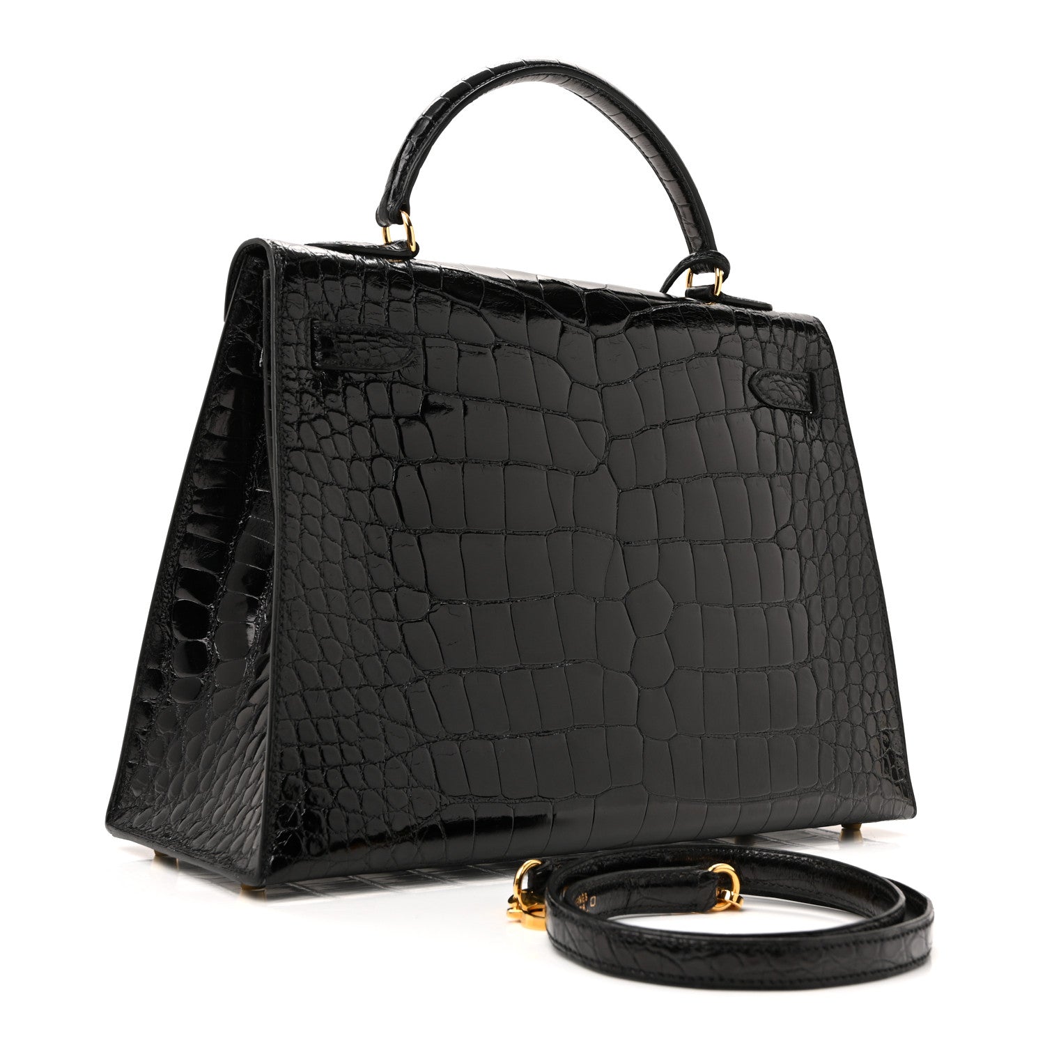 Hermes Shiny Alligator Kelly Sellier 32 Black 5 of 34