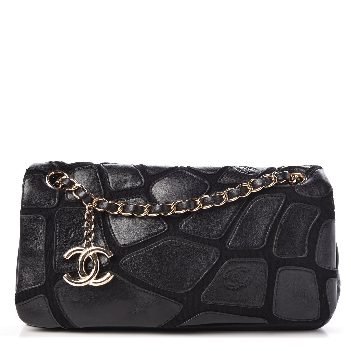 Lambskin Jersey Scales Flap Black