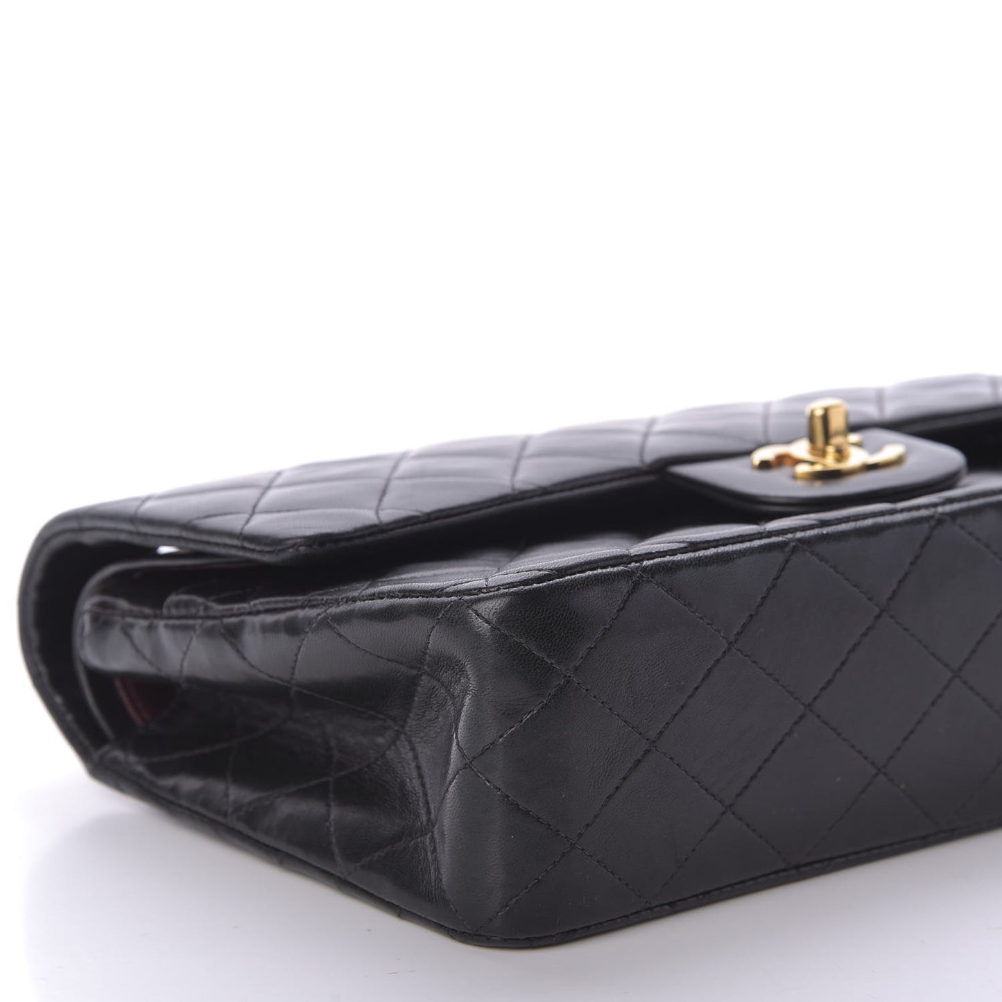 Lambskin Quilted Medium Double Flap Black