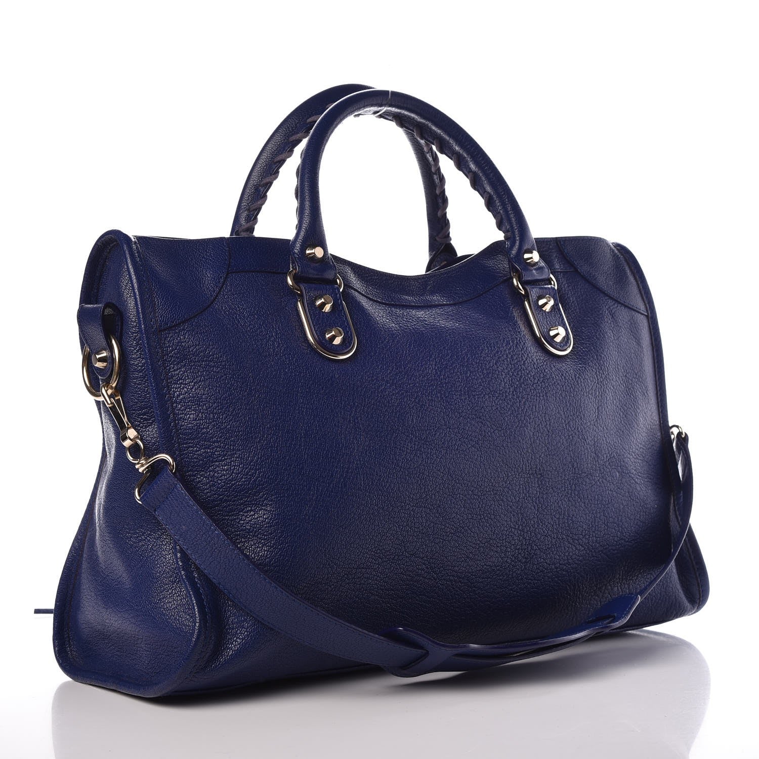 Balenciaga Chevre Gold Metallic Edge Hardware City Bleu Roi 4 of 8
