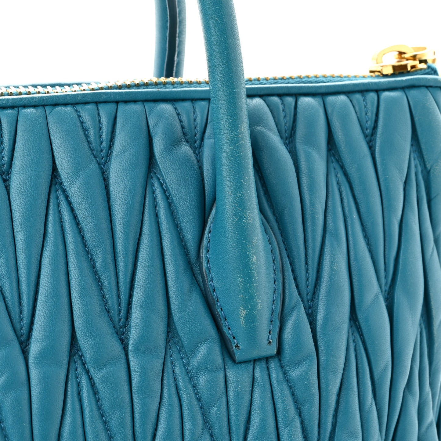 Nappa Matelasse Top Handle Bag Turchese