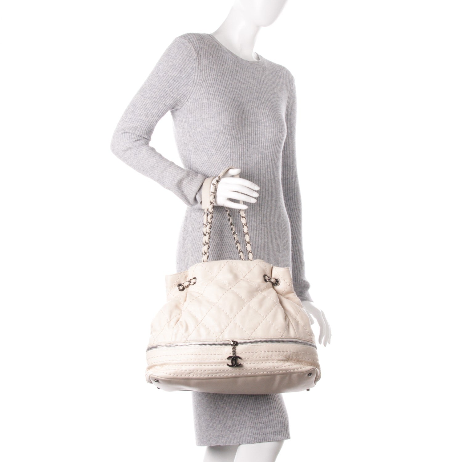 Chanel Lambskin Expandable Tote White 2 of 7