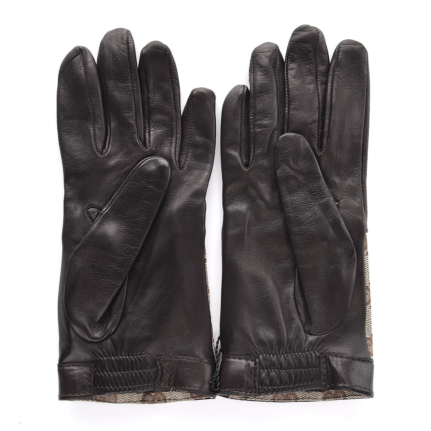 Gucci Monogram Calfskin Short Ring Stud Gloves 6.5 3 of 7