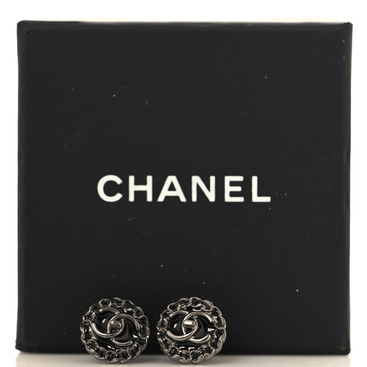 Chanel CC Chain Round Earrings Ruthenium Black Ruthenium Black 5 of 5