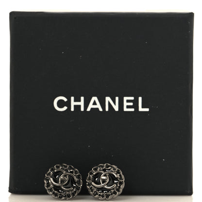 Chanel CC Chain Round Earrings Ruthenium Black Ruthenium Black 5 of 5