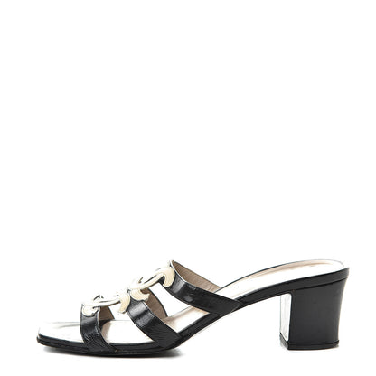Chanel Patent CC Strappy Sandals 35 Black Beige 1 of 20