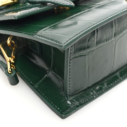 Jacquemus Calfskin Crocodile Embossed Le Chiquito Moyen Dark Green 9 of 11
