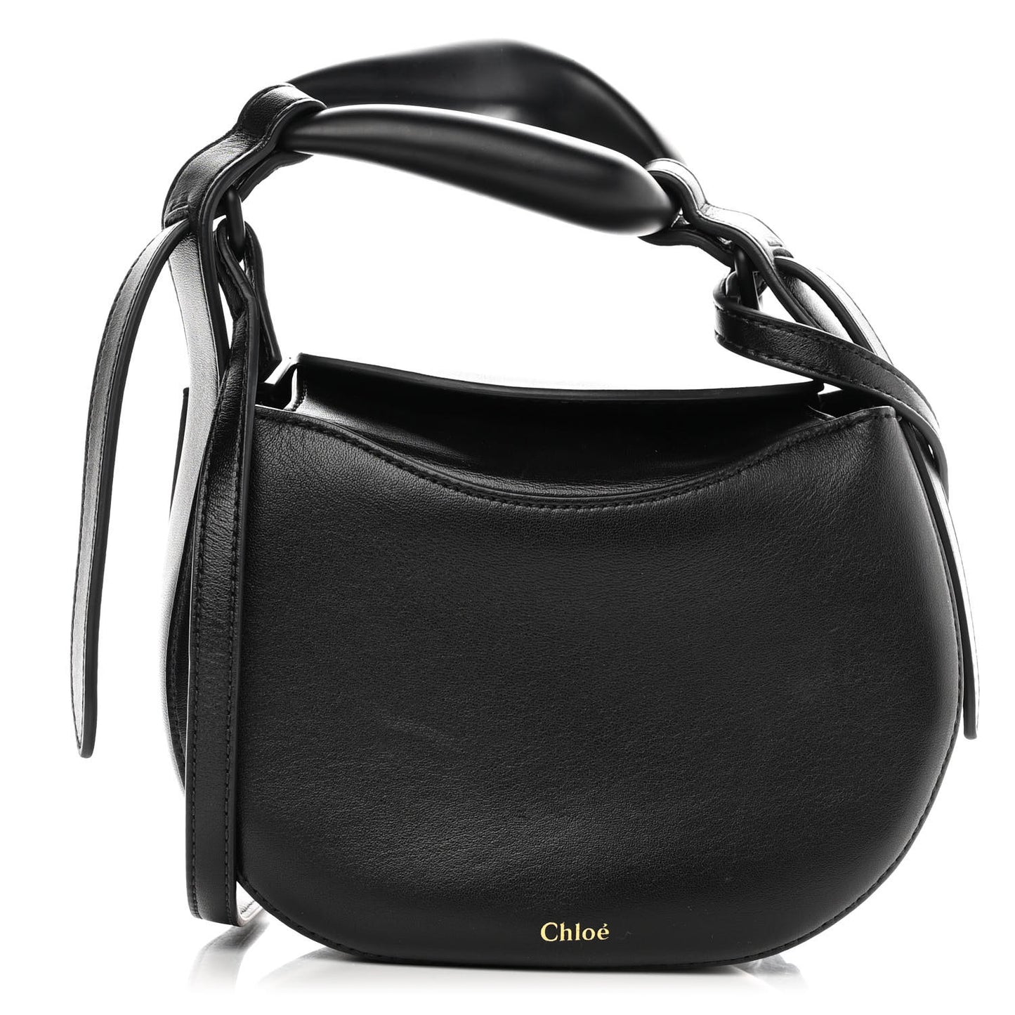 Small Grain Calfskin Kiss Bag Black