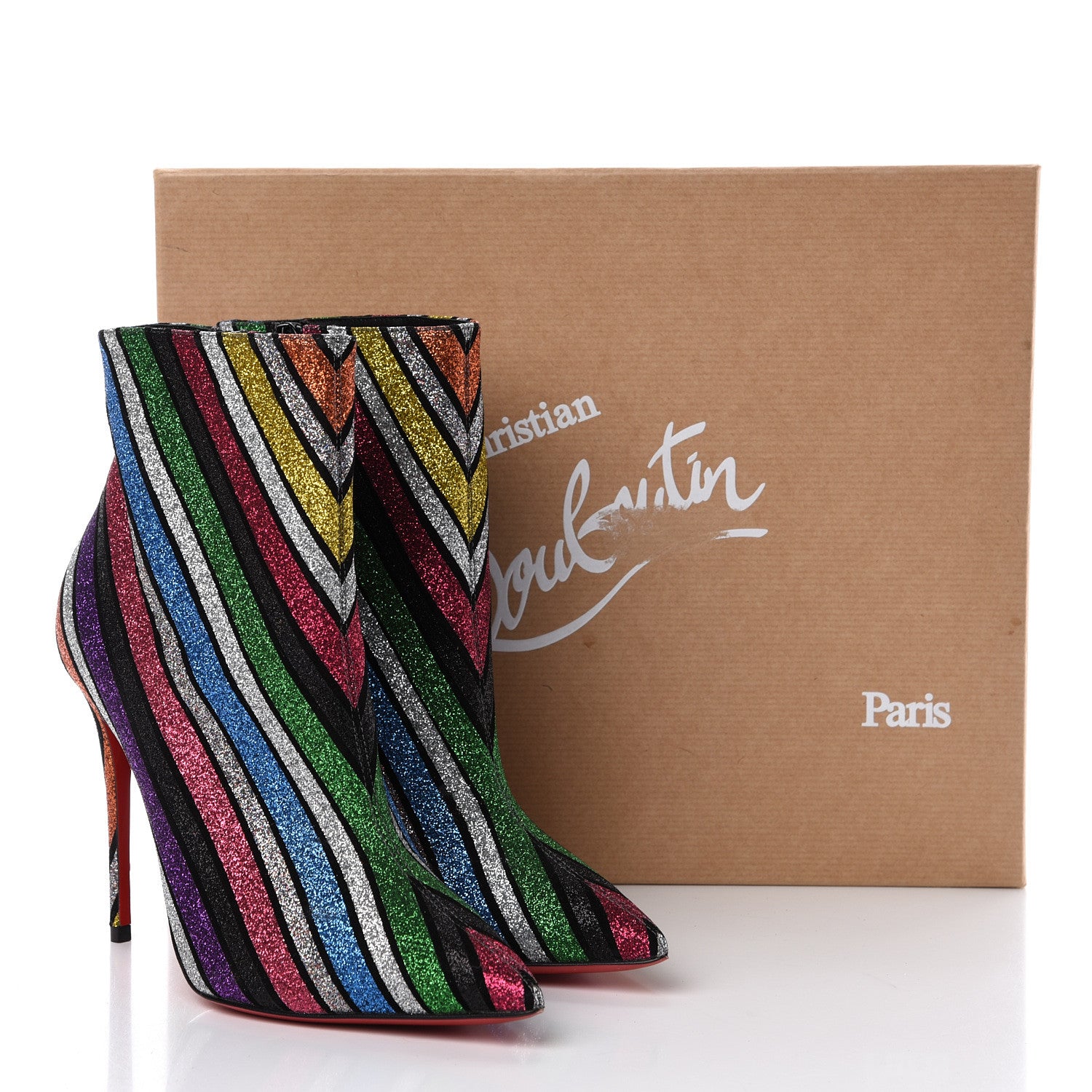 Christian Louboutin Suede Stripyglitter So Kate Booty 100 Ankle Boots 36 Multi 10 of 10