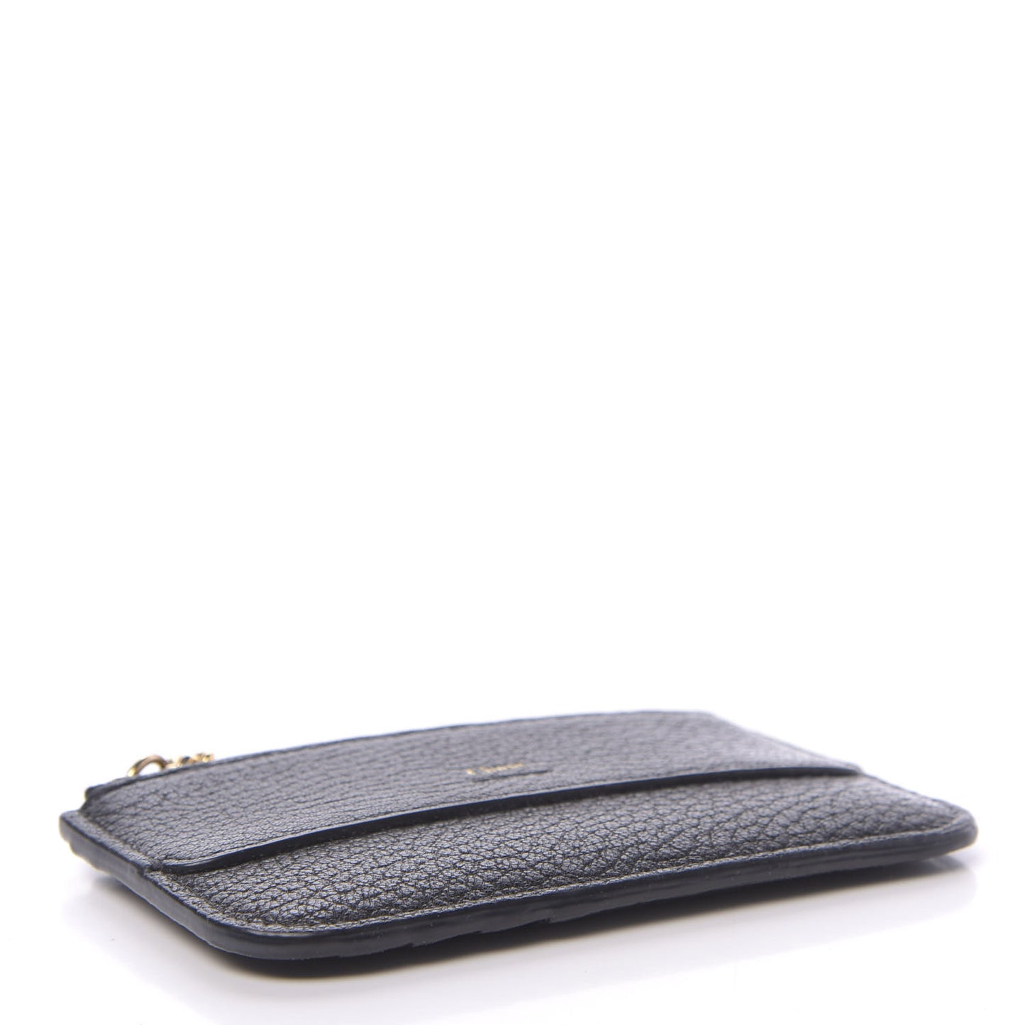 Grained Calfskin Drew Card Holder Black