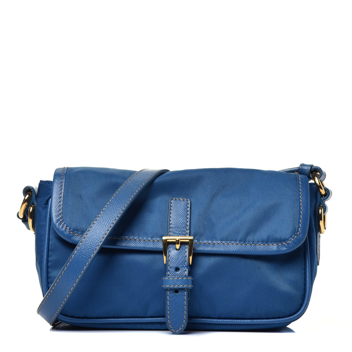 Tessuto Nylon Saffiano Crossbody Bag Cobalto