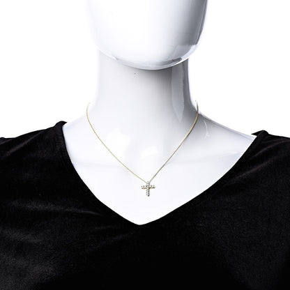 Tiffany 18K Yellow Gold Diamond Small Cross Pendant Necklace 3 of 10