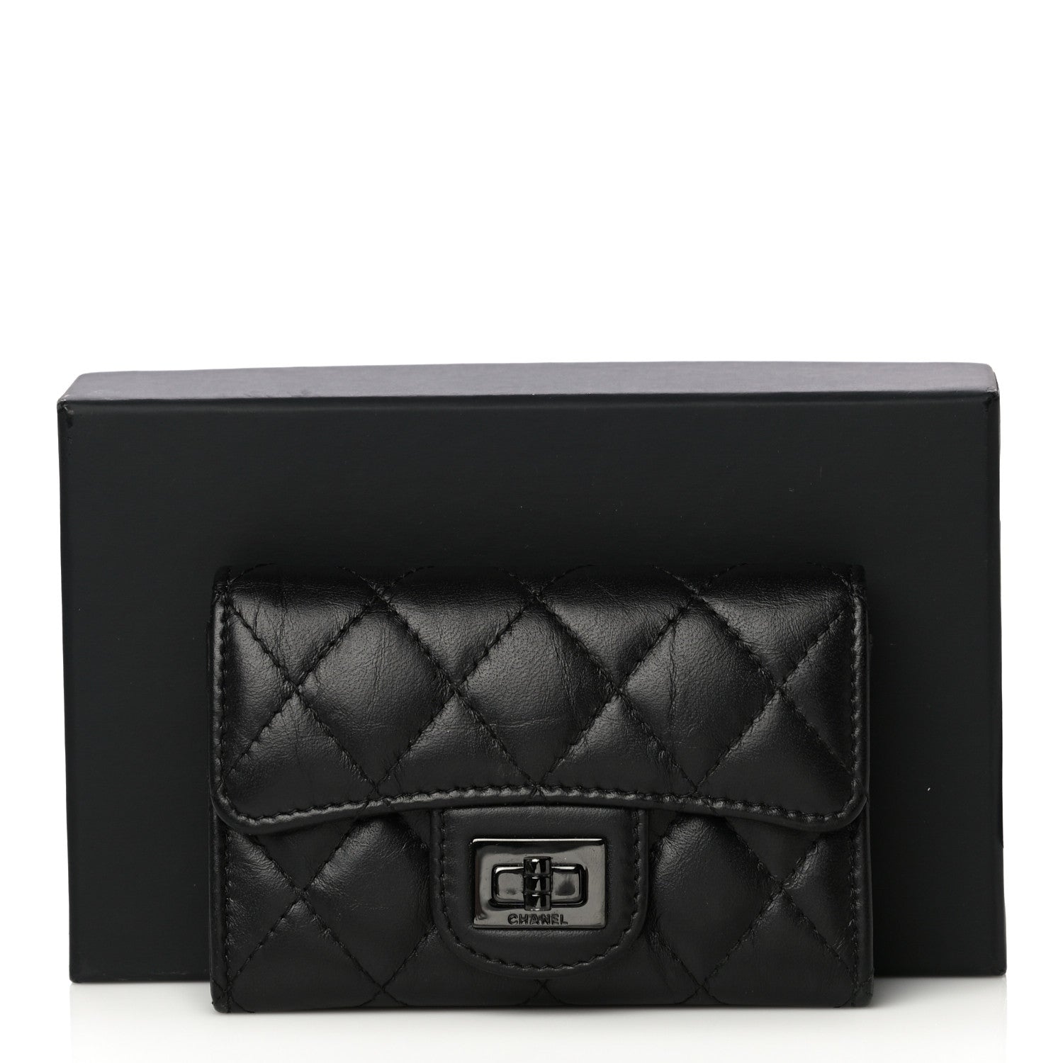 Chanel Aged Calfskin Quilted Reissue Flap Card Holder So Black 12 of 12