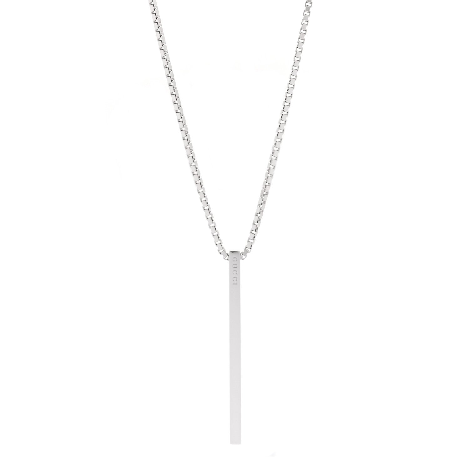 Gucci Sterling Silver Bar Pendant Necklace 1 of 5