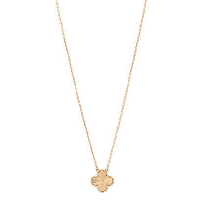 Van Cleef & Arpels 18K Yellow Gold Guilloche Vintage Alhambra Pendant Necklace 1 of 5