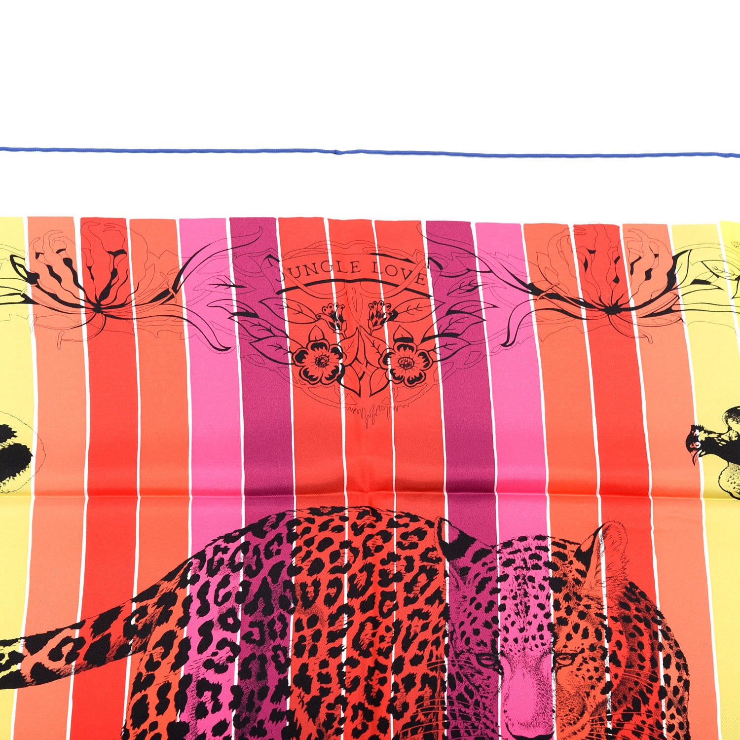 Hermes Silk Carre Jungle Love Rainbow Scarf 90 Rose Vert Jaune 3 of 5